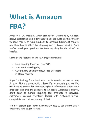 Amazon FBA 101